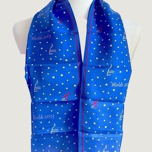 Vintage 2003 World Figure Skating Championships Silk Scarf Washington DC Blue